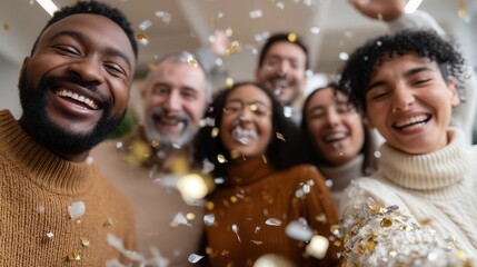 Obraz premium Friends celebrating with confetti