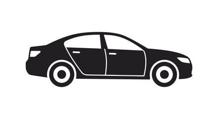 Fototapeta premium Sedan Car Silhouette On White Background Minimalist Automotive Design