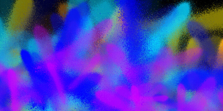 Vibrant blue and purple spray paint explosion background with dynamic artistic color gradients.