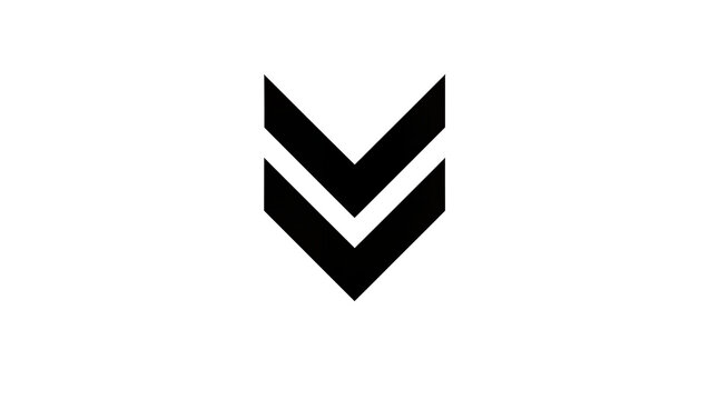 Double chevron arrow pointing down, isolated on transparent background
