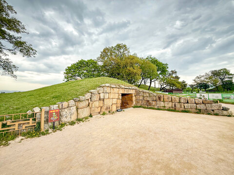 Gyeongju, South Korea, April 20, 2026: Seokbinggo Stone Ice Storage as Ancient Natural Refrigerator near Daereungwon Ancient Tomb Complex 경주 석빙고 관광
