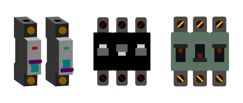 Electrical Circuit Breaker and Switch Vector Icons
