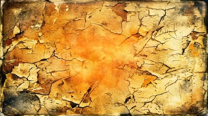 Naklejka premium Distressed parchment texture with cracked surface and golden tones