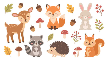 Naklejka premium Baby Woodland Animal Clipart Set for Nursery Decoration, Educational Material and Children's Publishing Vector Pack