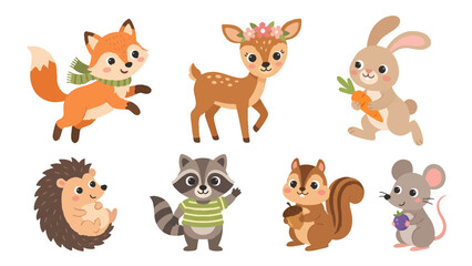 Fototapeta premium Premium Woodland Nursery Illustration Bundle for Baby Products, Children's Branding and Educational Design Vector Pack