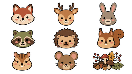 Fototapeta premium Forest Animal Graphic Bundle for Kids Products, Educational Resources and Nursery Illustration Vector Collection