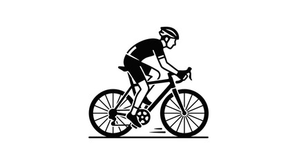 Fototapeta premium Cyclist Riding Bicycle Icon Silhouette - Black and White Vector Art