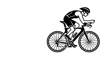 Fototapeta premium Cyclist Silhouette - Triathlon Race On White Background