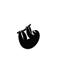 Obraz premium Sloth hanging from tree branch in minimalist black silhouette 