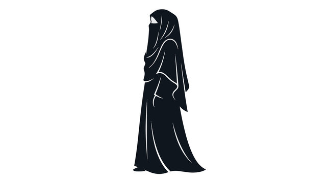 Silhouette of Muslim Woman in Abaya and Hijab