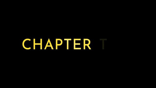 Vintage movie credits displaying chapter, part, and act titles in golden yellow typography on black. Classic film title card sequence with elegant serif font revealing story structure.

