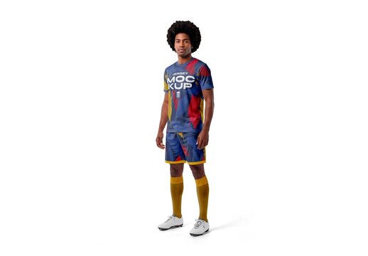 Afro Hairstyle Wearing Full Soccer Kit Mockup