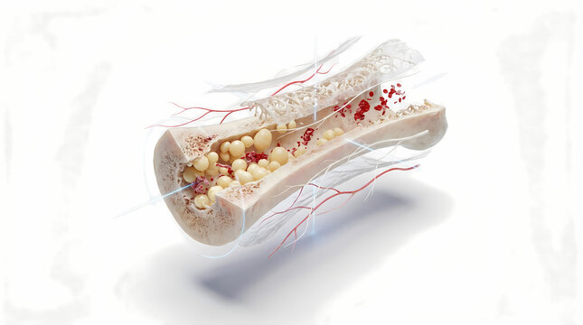 Cross-Sectional View of a Bone Showing Marrow and Trabeculae