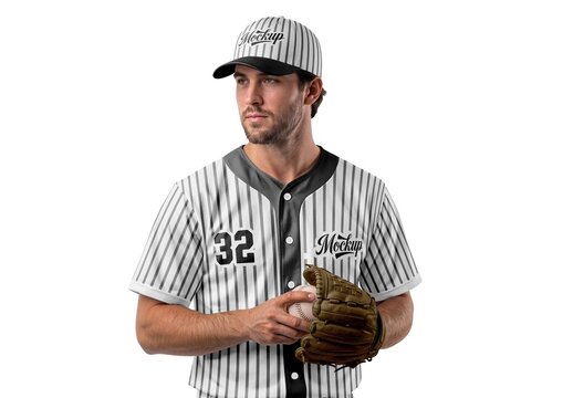 Baseball Player Wearing A Uniform Mockup