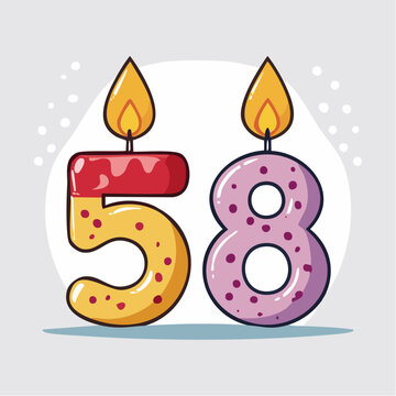 Number 58 Birthday Candles