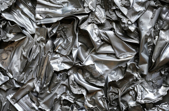 Photo of Pile of cast aluminum scrap. Background texture for backdrops or mapping