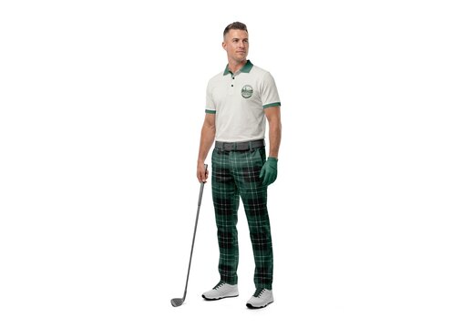 Man Wearing Golf Shirt And Chinos Mockup