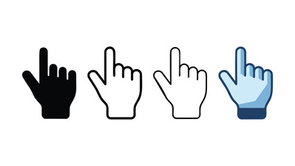 Fototapeta premium Collection of four different hand cursor pointer designs for digital interaction representing choice and selection