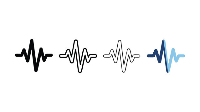 Collection of four distinct sound wave graphic representations showing different styles and colors for audio visualization