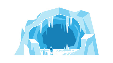 Figure standing before a large glacier ice cave © Stephanie