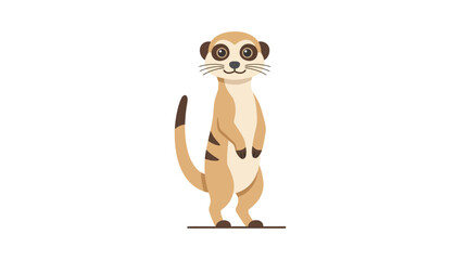 Meerkat standing upright alert on a white background. © Yara