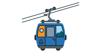 Blue cable car gondola lift illustration isolated on white. © Yara