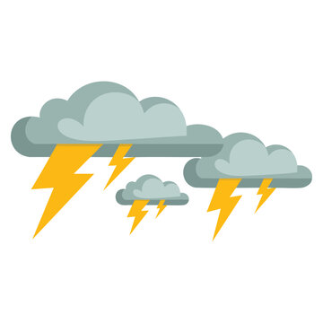 Thunderstorm weather icon featuring cloud and lightning bolt. Vector illustration suitable for meteorology, forecast apps, and storm alert designs.