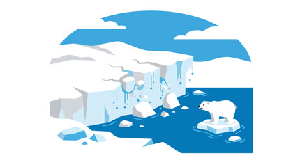 Polar bear standing on melting iceberg in arctic waters. © Yara