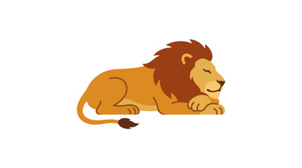 Male lion with mane lying down and resting illustration. © Yusuf