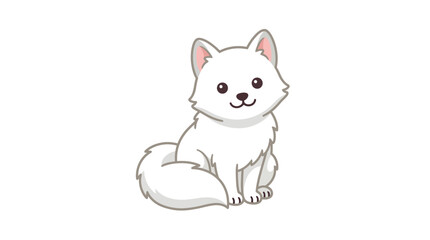 Adorable white arctic fox sitting on white background. © veronica