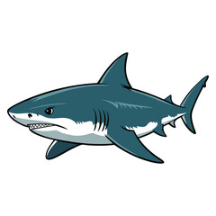 Fototapeta premium Shark icon isolated on white background with clean vector style. Perfect for marine life, ocean wildlife and aquatic themed graphic designs.
