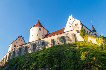 Fototapeta premium Scenic view of the historic Hohes Schloss (High Castle) dominating the old town of Fussen, Bavaria, Germany