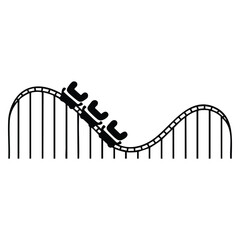 Simple roller coaster track vector icon isolated on white background. Web design illustration suitable for entertainment, funfair, and adventure concepts. © Nass Studio