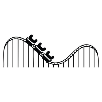 Simple roller coaster track vector icon isolated on white background. Web design illustration suitable for entertainment, funfair, and adventure concepts.