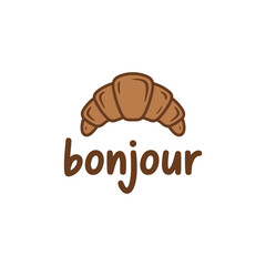 Croissant Illustration With Text Hand drawn Style On White Background © HABIBULLA