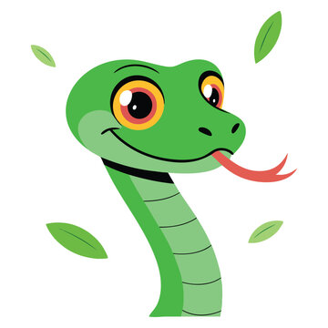 Snake head isolated with green reptile boa face on white background. Wildlife illustration ideal for reptile and nature themed designs.