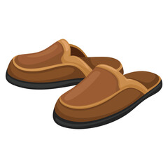Fototapeta premium Soft fabric man home slippers in vector illustration style. Ideal for comfortable indoor footwear, relaxation and household themed designs.
