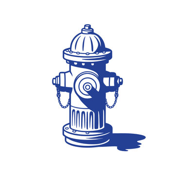 Fire hydrant silhouette blue vector illustration on white background