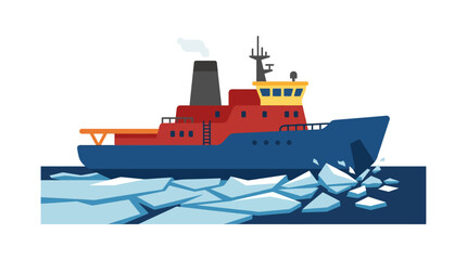 Icebreaker ship breaking through frozen arctic ice sheets. © Muhammad
