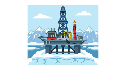 Offshore oil rig platform situated in arctic icy waters. © Muhammad