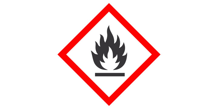 Flammable Liquid Warning Symbol with Flame on Transparent Background