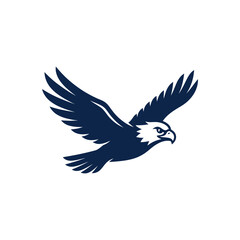 Fototapeta premium Bald eagle soaring in flight vector silhouette logo.