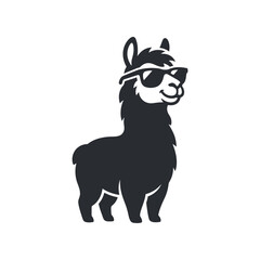 Cool llama character wearing stylish dark sunglasses. © Zapheline