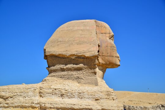 The Great Sphinx of Giza is a sphinx statue located in the Giza pyramids area in Cairo,the capital of Egypt.It is the largest single-stone statue in the world, measuring 73.5 meters long and 20 meters