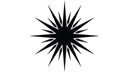 Fototapeta premium Modern abstract black starburst explosion shape graphic design element on white background for creative digital art projects
