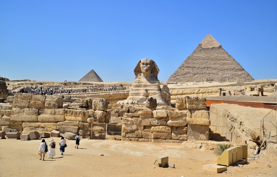 The Great Sphinx of Giza is a sphinx statue located in the Giza pyramids area in Cairo,the capital of Egypt.It is the largest single-stone statue in the world, measuring 73.5 meters long and 20 meters