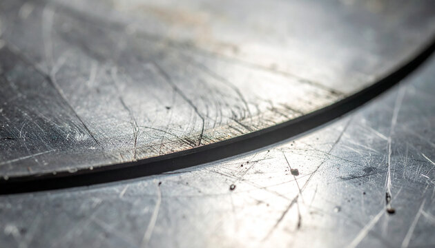 Scratched metal surface with black ring
