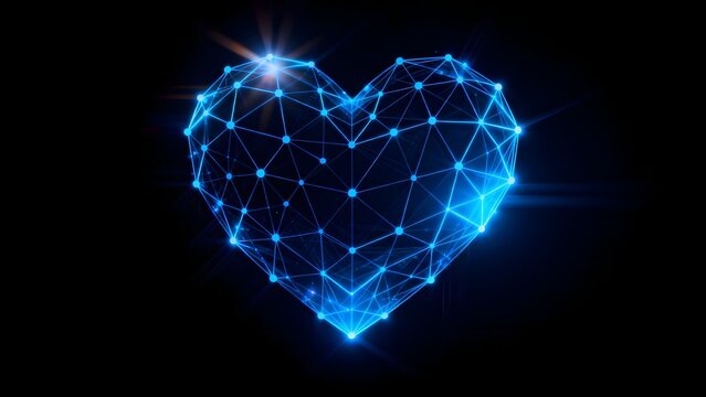 Blue glowing heart network design