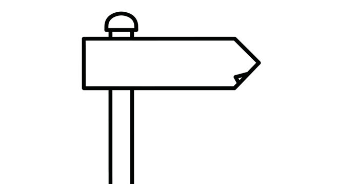 Directional signpost with blank arrow pointer, navigation symbol