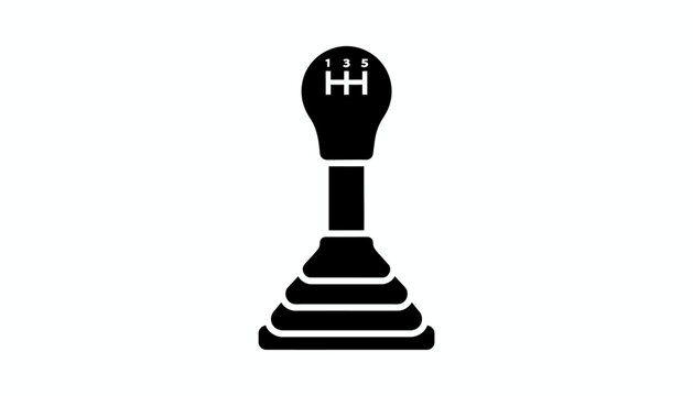 Black manual transmission gearshift icon, automotive symbol